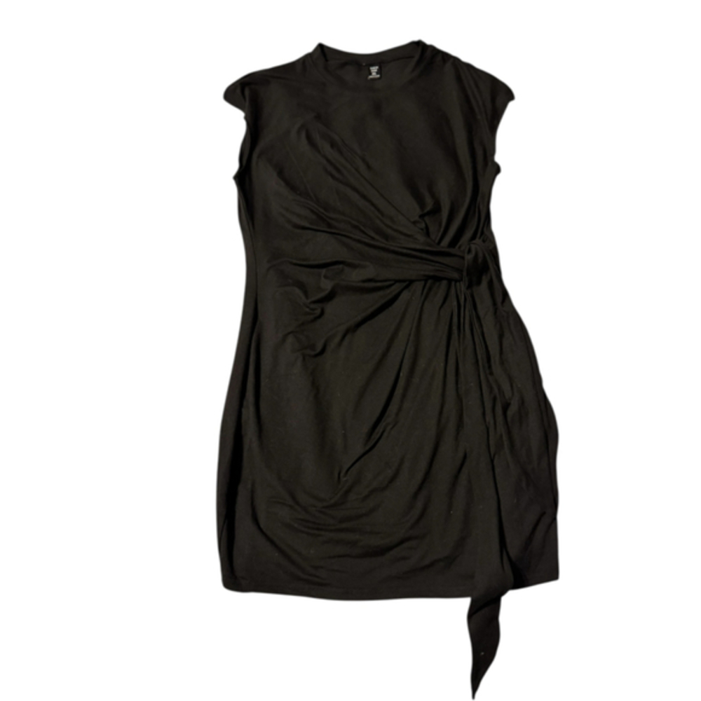 SHEIN Asymmetrical Black Gathered Tie Dress Size 0XL New no tag